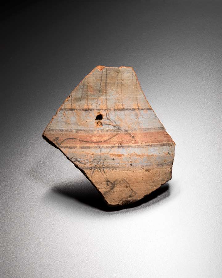 Ostracon from a polychrome vase with sketches of animals 
